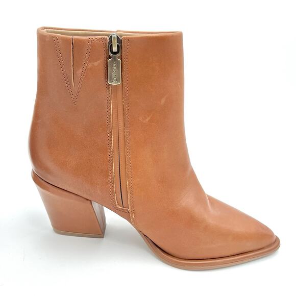 Blondo Emmalyn Waterproof 6M Brown Tan Leather Zip Ankle Boots Booties - Picture 3 of 13